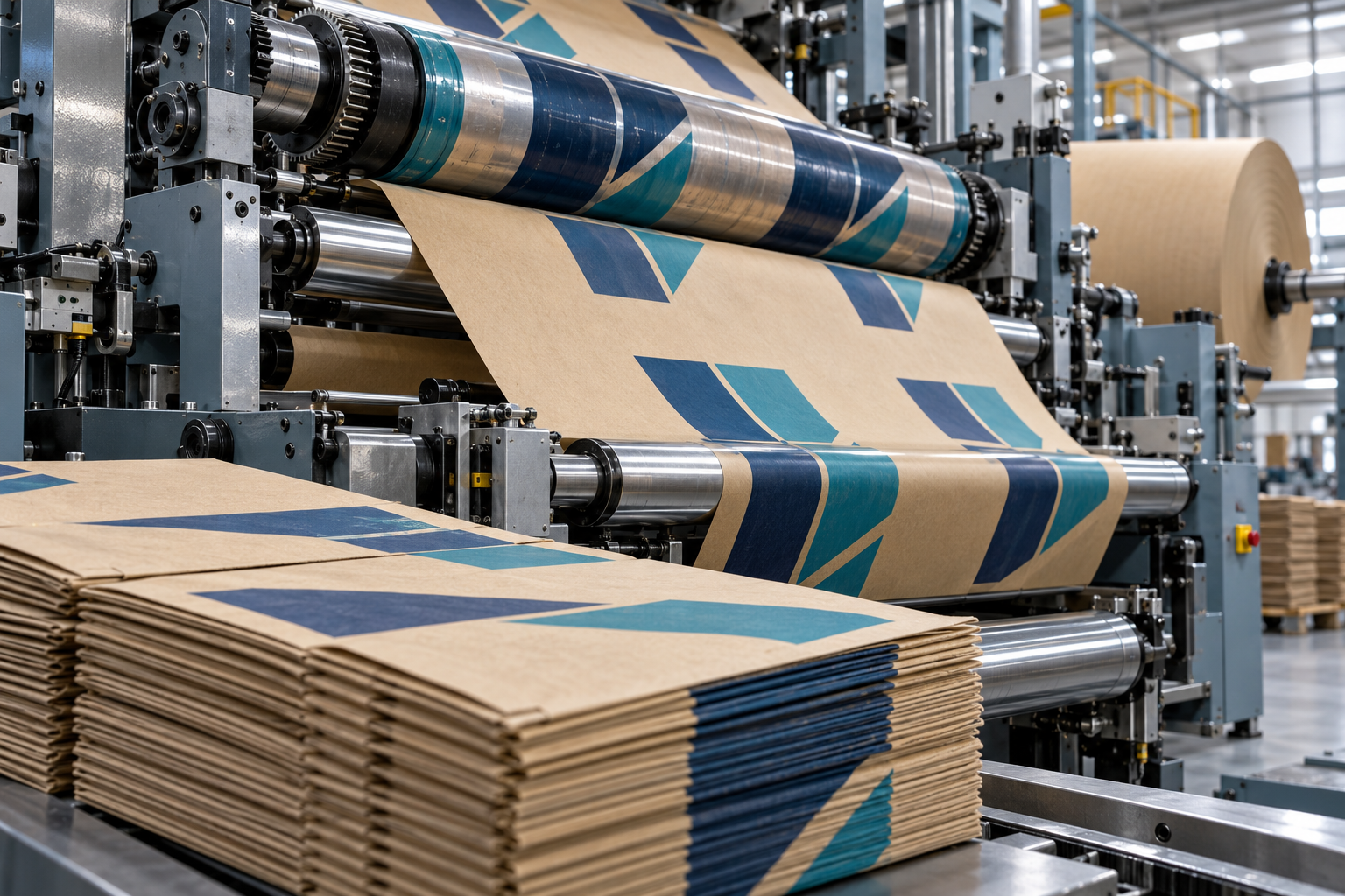 Illustrative paper bag printing press