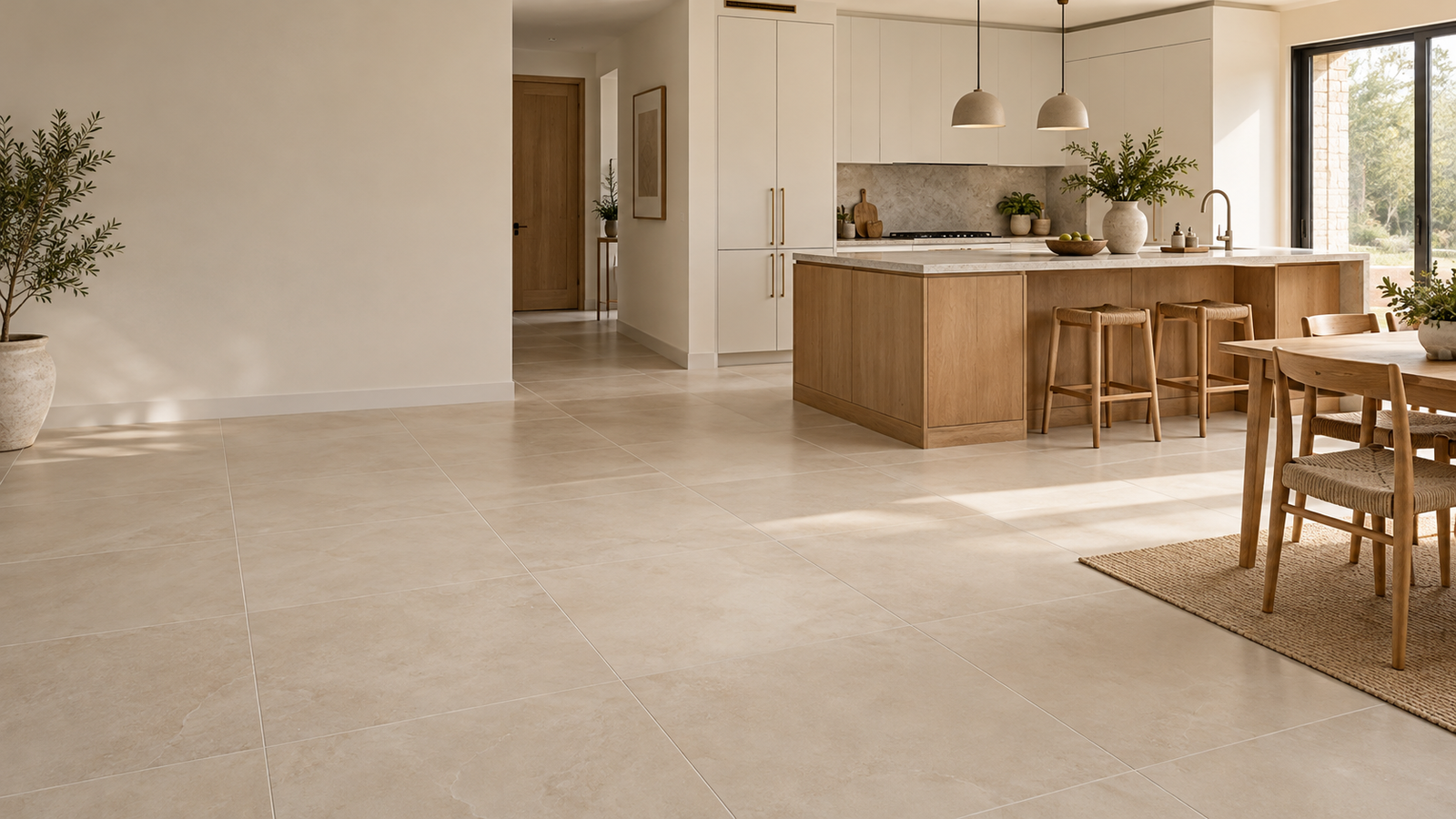 Kitchen interior with tiled surfaces