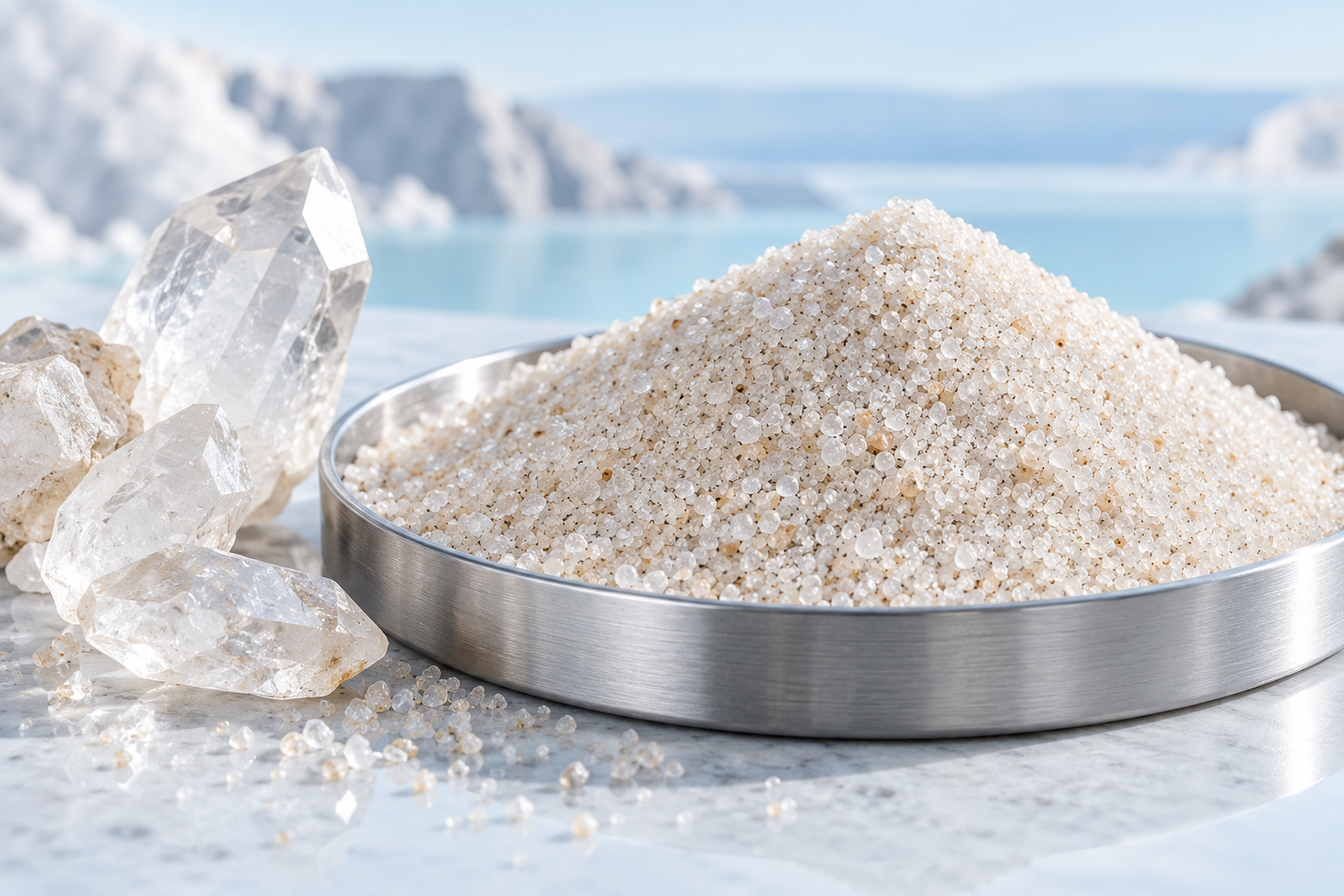Silica and quartz mineral samples